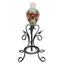 Northlight 16.25" Gothic Flameless Skull Halloween Candle Holder