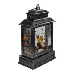 Northlight 11.5" Black Lighted Halloween Snow Globe Lantern With Pumpkin Couple -Northlight D406239S 3