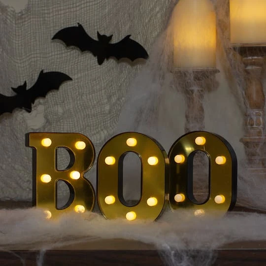 Northlight 6.5" Lighted Black & Gold BOO Halloween Marquee Sign 5 Northlight 6.5" Lighted Black & Gold BOO Halloween Marquee Sign - Image 3