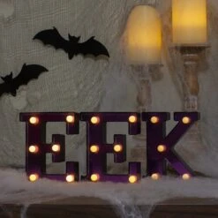Northlight 6.5" Lighted Black & Purple EEK Halloween Marquee Sign 10 Northlight 6.5" Lighted Black & Purple EEK Halloween Marquee Sign -Northlight D406258S 2