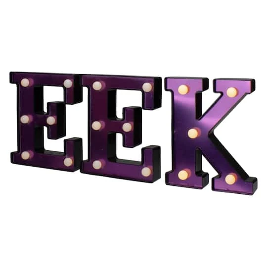 Northlight 6.5" Lighted Black & Purple EEK Halloween Marquee Sign 7 Northlight 6.5" Lighted Black & Purple EEK Halloween Marquee Sign - Image 5