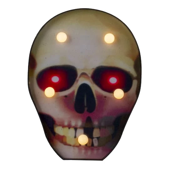 Northlight 7" Lighted Black & Red Skull Halloween Decoration 3 Northlight 7" Lighted Black & Red Skull Halloween Decoration