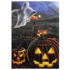 Northlight Pumpkins & Ghost Spooky Halloween Outdoor Garden Flag, 12.5" X 18"