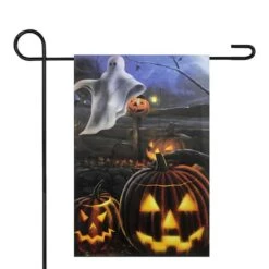 Northlight Pumpkins & Ghost Spooky Halloween Outdoor Garden Flag, 12.5" X 18" 8 Northlight Pumpkins & Ghost Spooky Halloween Outdoor Garden Flag, 12.5" X 18" -Northlight D406266S 2