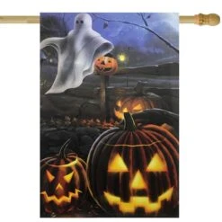 Northlight Pumpkins & Ghost Spooky Halloween Outdoor Garden Flag, 28" X 40" -Northlight D406268S 2