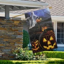 Northlight Pumpkins & Ghost Spooky Halloween Outdoor Garden Flag, 28" X 40" -Northlight D406268S 3
