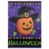 Northlight Pumpkin In A Witch Hat Outdoor Garden Flag, 12.5" X 18"