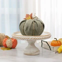 Northlight 7" Green Burlap Autumn Harvest Tabletop Pumpkin -Northlight D406280S 2