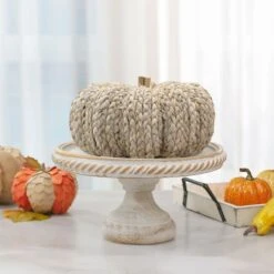 Northlight 9.5" Beige Weaved Autumn Harvest Tabletop Pumpkin -Northlight D406283S 2