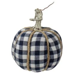 Northlight Dark Blue & White Plaid Fall Harvest Tabletop Pumpkin 9 Northlight Dark Blue & White Plaid Fall Harvest Tabletop Pumpkin -Northlight D406287S 2