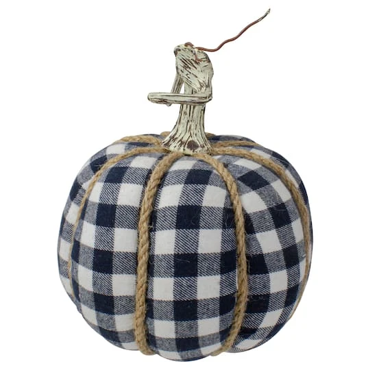 Northlight Dark Blue & White Plaid Fall Harvest Tabletop Pumpkin 5 Northlight Dark Blue & White Plaid Fall Harvest Tabletop Pumpkin - Image 3