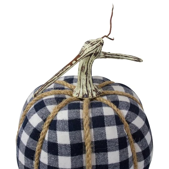 Northlight Dark Blue & White Plaid Fall Harvest Tabletop Pumpkin 6 Northlight Dark Blue & White Plaid Fall Harvest Tabletop Pumpkin - Image 4