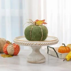 Northlight 5.5" Green Burlap Autumn Harvest Tabletop Pumpkin -Northlight D406291S 2