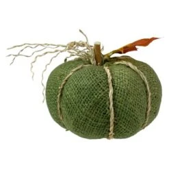 Northlight 5.5" Green Burlap Autumn Harvest Tabletop Pumpkin -Northlight D406291S 3