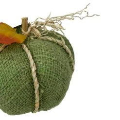Northlight 5.5" Green Burlap Autumn Harvest Tabletop Pumpkin -Northlight D406291S 4