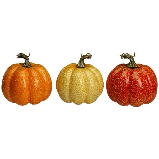 Northlight 5" Orange & Cream Artificial Fall Harvest Pumpkin Set 4 Northlight 5" Orange & Cream Artificial Fall Harvest Pumpkin Set - Image 2
