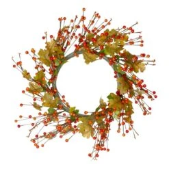 Northlight 22" Orange Berries & Yellow Leaves Fall Harvest Wreath -Northlight D406300S 1 1