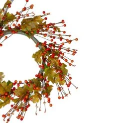 Northlight 22" Orange Berries & Yellow Leaves Fall Harvest Wreath -Northlight D406300S 3