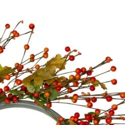 Northlight 22" Orange Berries & Yellow Leaves Fall Harvest Wreath -Northlight D406300S 4