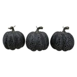 Northlight 5" Black & Silver Fall Harvest Tabletop Pumpkin Set