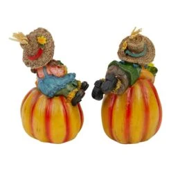Northlight 6.5" Girl & Boy Scarecrow Pumpkins Fall Figurines Set -Northlight D406309S 5