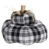 Northlight 5.5" Black & White Plaid Stacked Fall Harvest Tabletop Pumpkin -Northlight D406311S 1