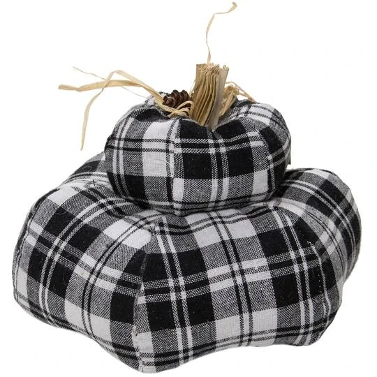 Northlight 5.5" Black & White Plaid Stacked Fall Harvest Tabletop Pumpkin 6 Northlight 5.5" Black & White Plaid Stacked Fall Harvest Tabletop Pumpkin - Image 4