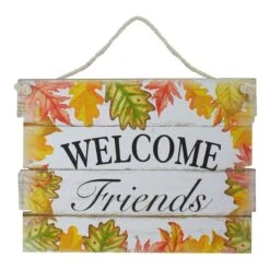 Northlight 16" Autumn Leaves Welcome Friends Wall Sign -Northlight D406312S 1 1