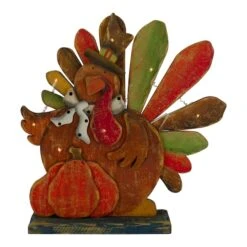 Northlight 13" Lighted Turkey & Pumpkin Thanksgiving Tabletop Decor -Northlight D406320S 1 1