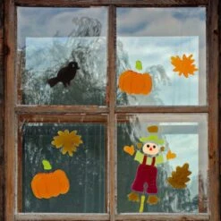 Northlight Scarecrow & Pumpkins Thanksgiving Gel Window Clings -Northlight D406324S 2