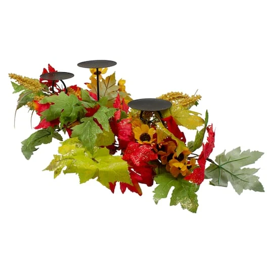 Northlight 28" Yellow Sunflower & Red Leaves Fall Harvest Candle Holder 6 Northlight 28" Yellow Sunflower & Red Leaves Fall Harvest Candle Holder - Image 4