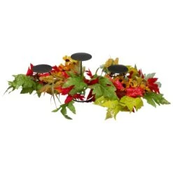 Northlight 28" Yellow Sunflower & Red Leaves Fall Harvest Candle Holder 11 Northlight 28" Yellow Sunflower & Red Leaves Fall Harvest Candle Holder -Northlight D406327S 3