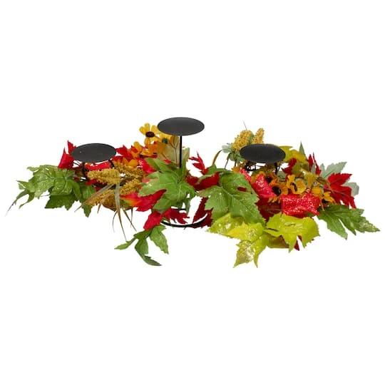 Northlight 28" Yellow Sunflower & Red Leaves Fall Harvest Candle Holder 7 Northlight 28" Yellow Sunflower & Red Leaves Fall Harvest Candle Holder - Image 5