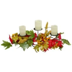 Northlight 28" Yellow Sunflower & Red Leaves Fall Harvest Candle Holder 9 Northlight 28" Yellow Sunflower & Red Leaves Fall Harvest Candle Holder -Northlight D406327S 4