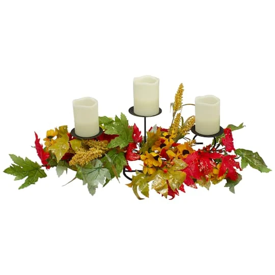 Northlight 28" Yellow Sunflower & Red Leaves Fall Harvest Candle Holder 5 Northlight 28" Yellow Sunflower & Red Leaves Fall Harvest Candle Holder - Image 3
