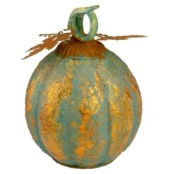Northlight 13" Orange & Green Autumn Pumpkin Tabletop Accent 9 Northlight 13" Orange & Green Autumn Pumpkin Tabletop Accent -Northlight D406328S 3