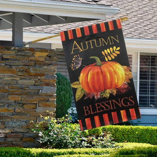 Northlight 40" Autumn Blessings & Pumpkin Garden Flag 6 Northlight 40" Autumn Blessings & Pumpkin Garden Flag - Image 4