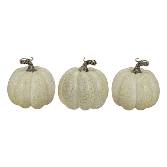 Northlight 4" White Artificial Fall Harvest Pumpkins, 3ct. 3 Northlight 4" White Artificial Fall Harvest Pumpkins, 3ct.