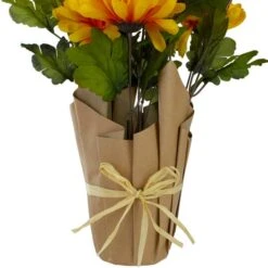 Northlight 20" Yellow Fall Harvest Mum Plant In Pot -Northlight D406343S 3