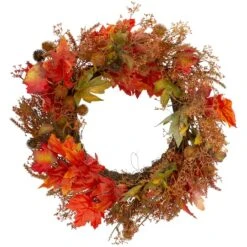 Northlight 24" Autumn Harvest Maple Leaf With Berries Wreath 7 Northlight 24" Autumn Harvest Maple Leaf With Berries Wreath -Northlight D406344S 1 1