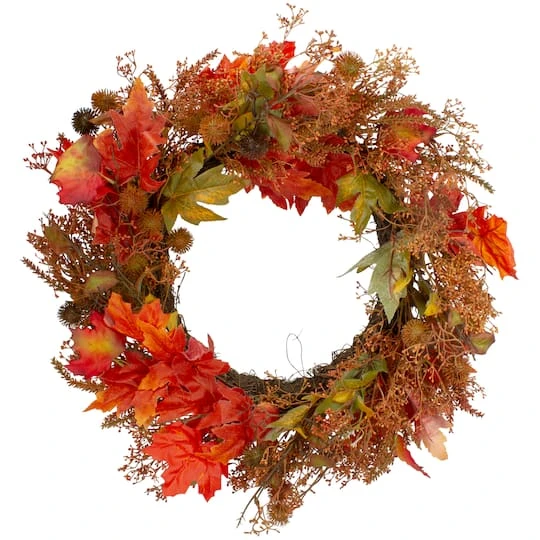 Northlight 24" Autumn Harvest Maple Leaf With Berries Wreath 3 Northlight 24" Autumn Harvest Maple Leaf With Berries Wreath