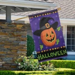 Northlight Happy Halloween Pumpkin In A Witch Hat Outdoor Garden Flag, 28" X 40" -Northlight D406352S 3