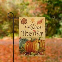 Northlight Small Orange Pumpkins Give Thanks Autumn Harvest Garden Flag 9 Northlight Small Orange Pumpkins Give Thanks Autumn Harvest Garden Flag -Northlight D406353S 3