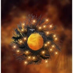 Northlight 22" Black LED Halloween Bats Twig Wreath -Northlight D406354S 2