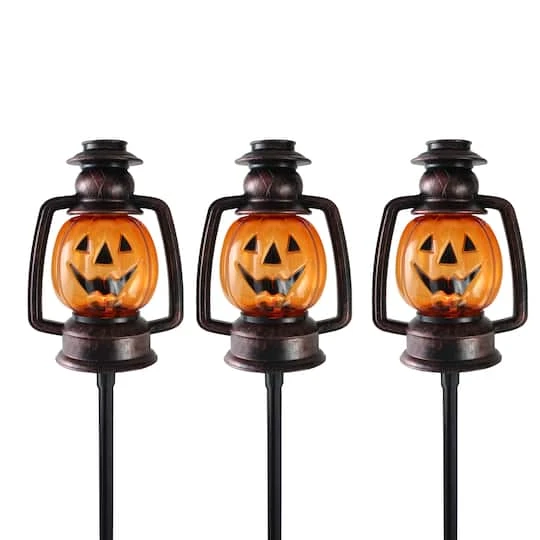Northlight 16.75" Orange Flickering Halloween Jack O' Lantern Pathway Markers, 3ct. 3 Northlight 16.75" Orange Flickering Halloween Jack O' Lantern Pathway Markers, 3ct.