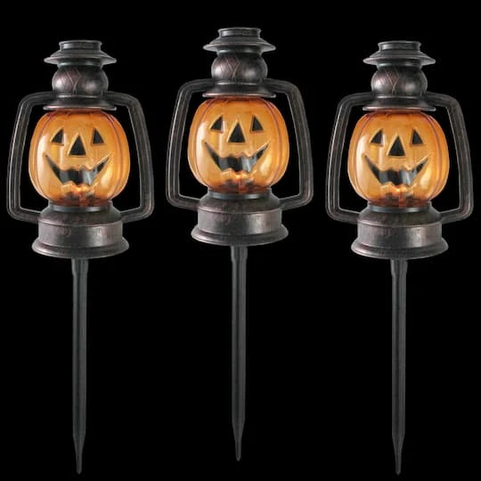 Northlight 16.75" Orange Flickering Halloween Jack O' Lantern Pathway Markers, 3ct. 6 Northlight 16.75" Orange Flickering Halloween Jack O' Lantern Pathway Markers, 3ct. - Image 4
