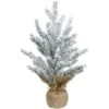 Northlight 12" Unlit Flocked Mini Pine Artificial Christmas Tree With Jute Base -Northlight D489954S 1