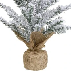 Northlight 12" Unlit Flocked Mini Pine Artificial Christmas Tree With Jute Base -Northlight D489954S 2