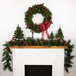 Northlight 9ft. Artificial White Valley Pine With Pine Cones Garland -Northlight D491008S 12