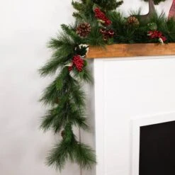 Northlight 9ft. Artificial White Valley Pine With Pine Cones Garland -Northlight D491008S 6